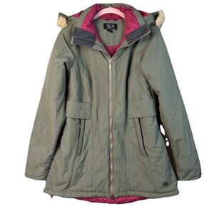 Mountain Hardwear Parka Jacket Womens M Ski Snow Winter Fur Olive Pink Long Hood